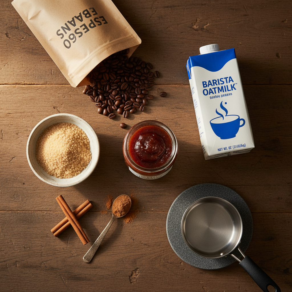Ingredients for Apple Crisp Oatmilk Macchiato (Homemade Starbucks Copycat)
