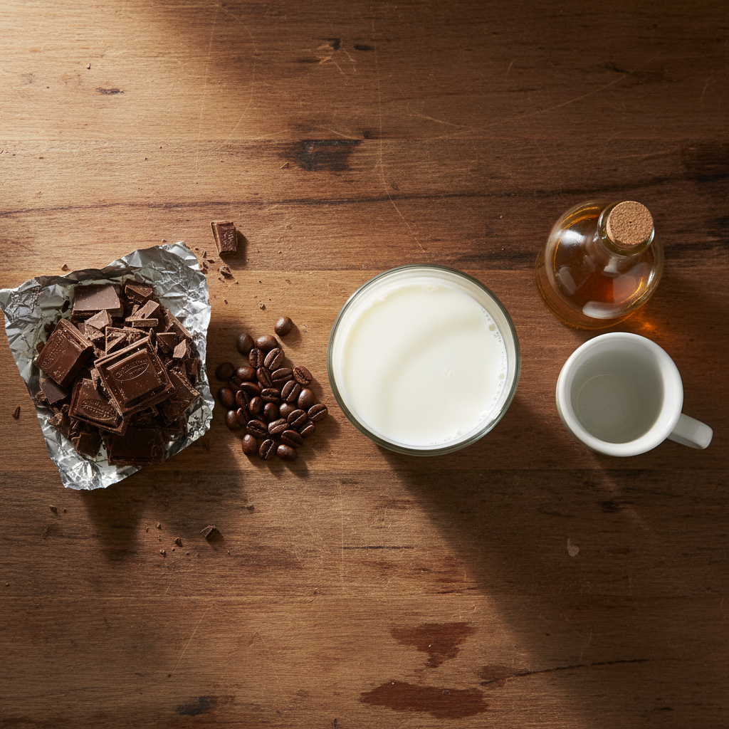 Ingredients for Homemade Mocha Recipe: Real Chocolate Café Drink