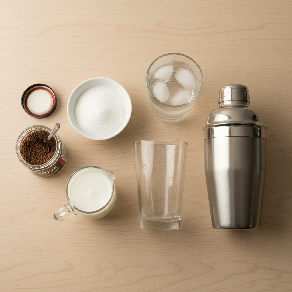 Ingredients for Greek Frappé Recipe: The Original Whipped Iced Coffee