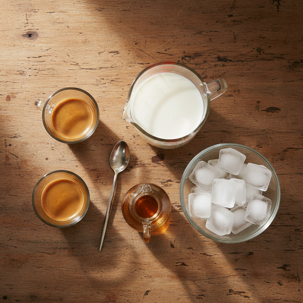 Ingredients for How to Make an Iced Latte at Home (The Perfect Ratio)