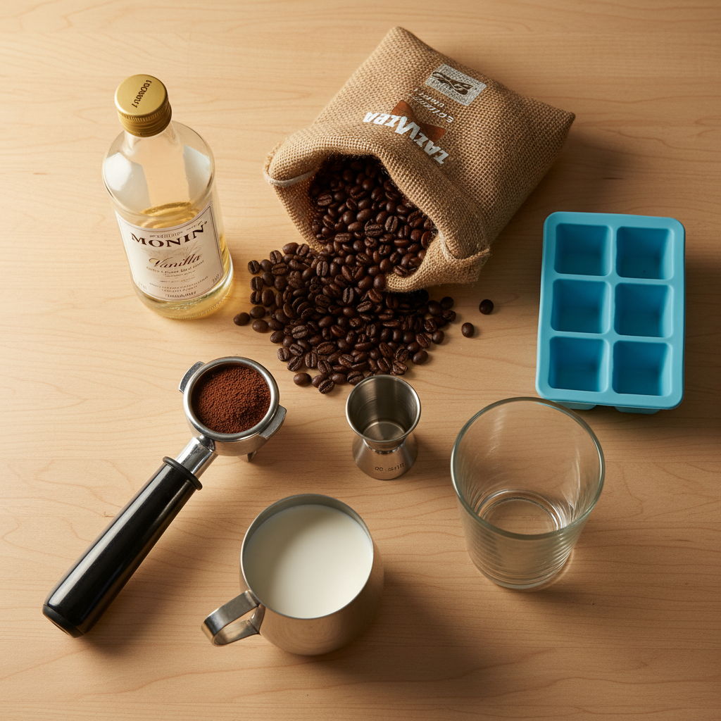 Ingredients for Iced Vanilla Latte Recipe (Cheaper Than the Café)