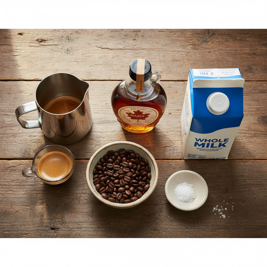 Ingredients for Maple Latte Recipe (Hot & Iced at Home)