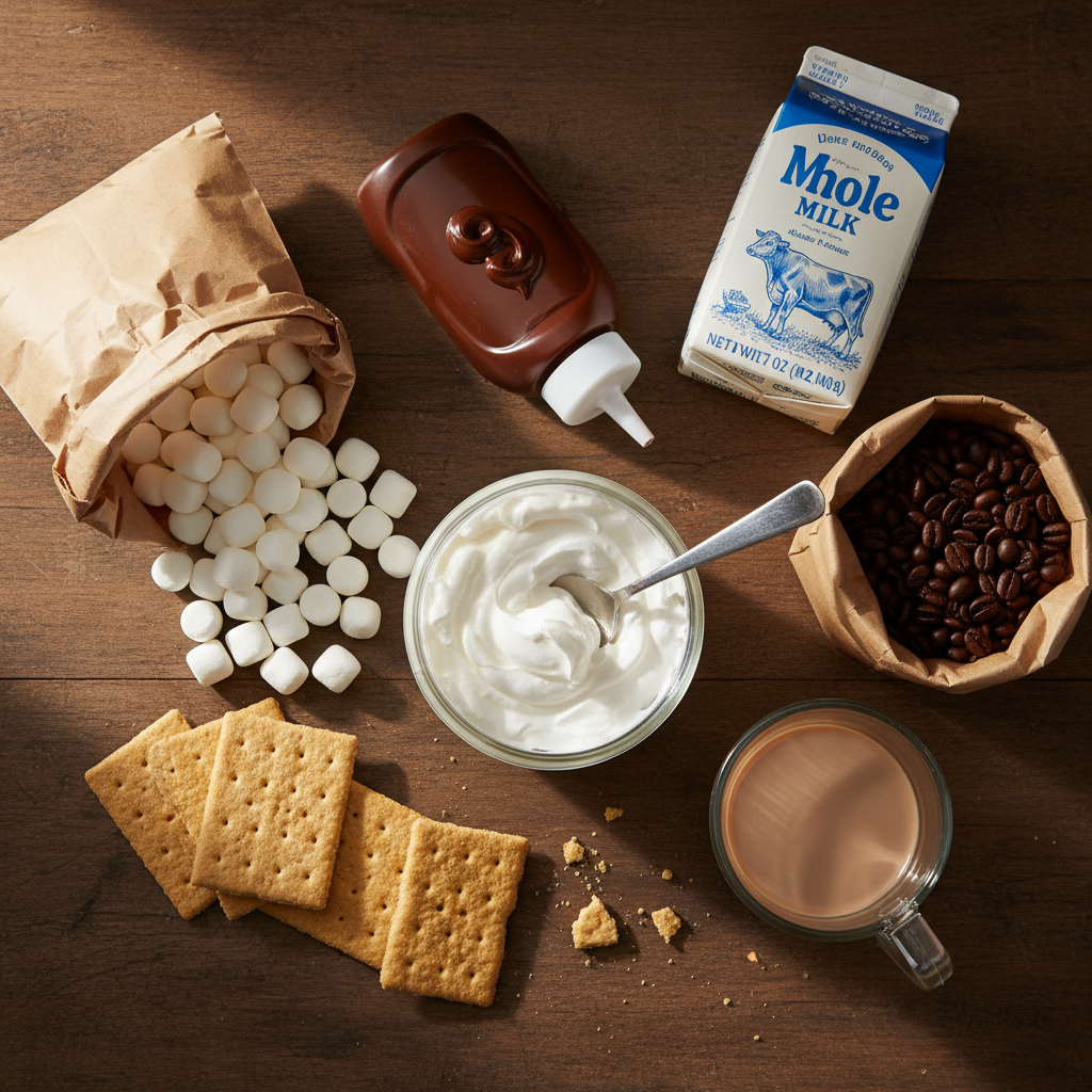 Ingredients for S'mores Latte Recipe (Café Style at Home)