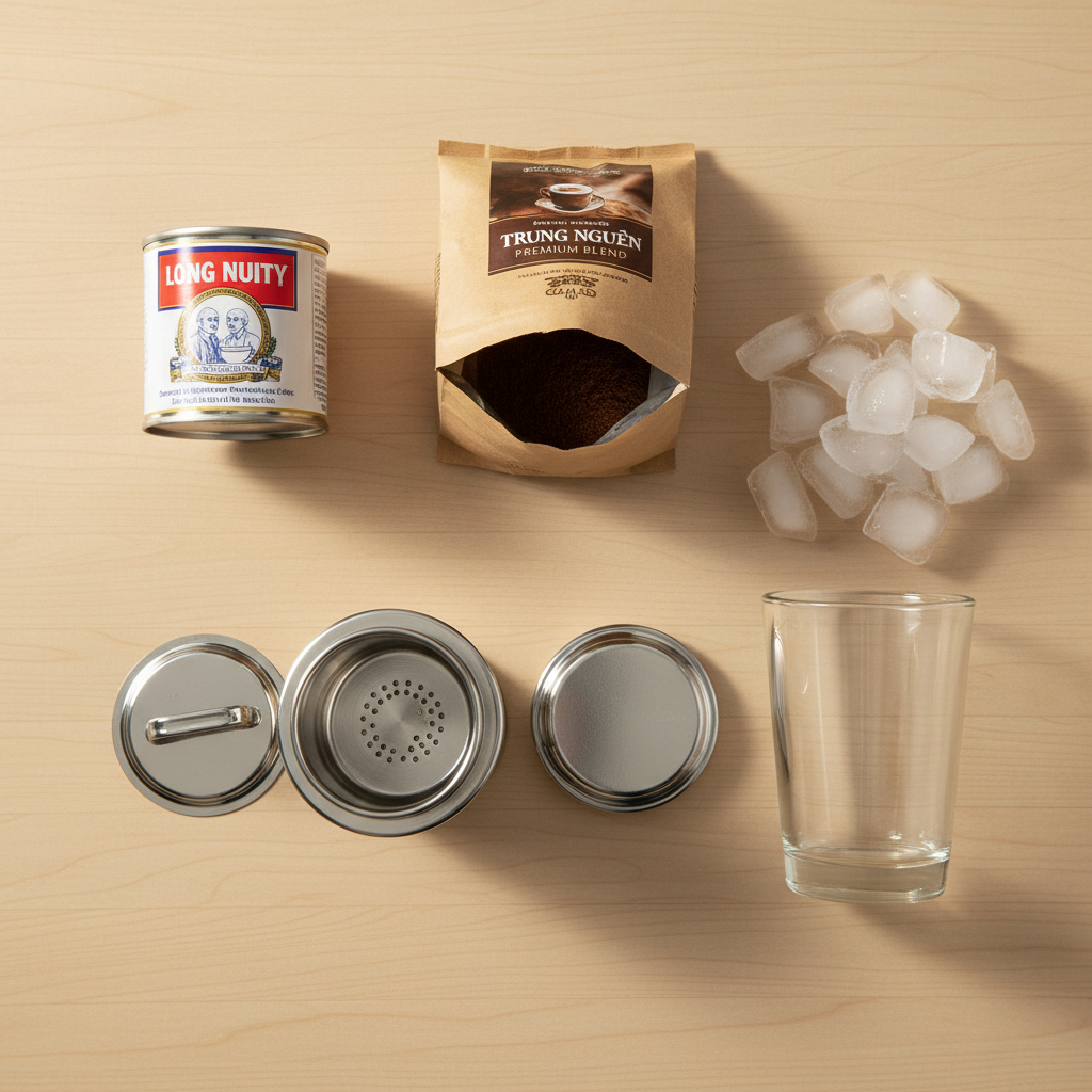 Ingredients for Vietnamese Iced Coffee Recipe (Cà Phê Sữa Đá)